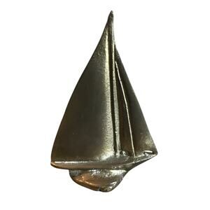 Vintage Brass Sail Boat Paperweight Figurine 2.875" Tall